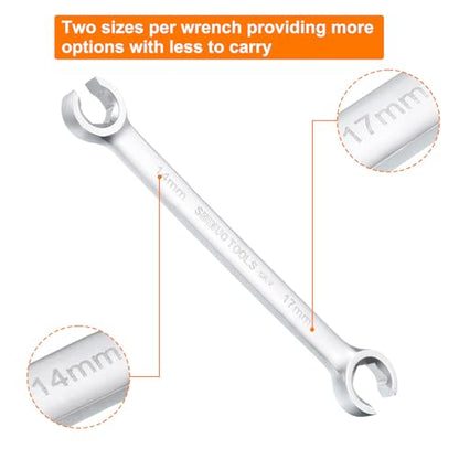 HARFINGTON Flare Nut Wrench 14mm x 17mm CR-V Nickel Plating Wrench for DIY Automotive Repairs and Household Maintenance - size: 14mm x 17mm