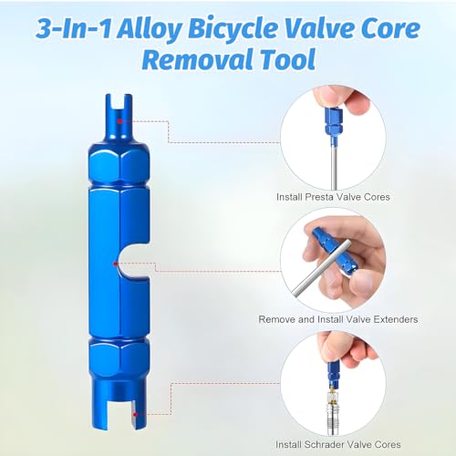 Zpana 23PCS Car Valve Core Removal Kit, Vehicle Tire Stem Core Removal Installation Tools with Tubeless Valve, Automotive Wheel Repair Accessories, Universal for SUV RV Bike