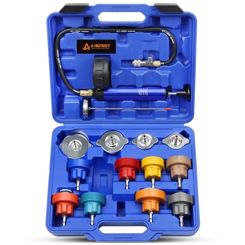 Coolant Pressure Tester Kit, Manual Pump Radiator Pressure Tester and Adapters Work on Cooling System Leak Down Test for Cars Motorcycles Trucks Airlifts, 14PCS Automotive Tools Blue - color: Blue Case