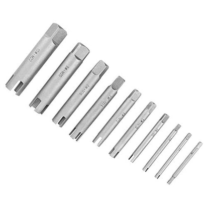 10Pcs/Set Steel Broken Head Taps Stripped Screw Remover Kit Tap Extractor Set (#C 656g/23.1oz)