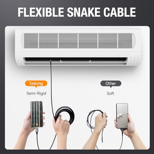 USB C Endoscope Camera with Light, Teslong Type-C Snake Borescope Camera with 8 LED Lights, 10FT Flexible Waterproof Inspection Cam, Fiber Optic Scope Compatible with iPhone 15/16/17, Android Phone | Plug and Play, 8 LED Lights, 1.0MP HD Camera, IP67 Wate