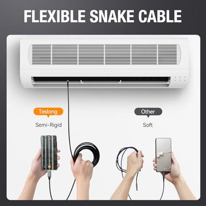 USB C Endoscope Camera with Light, Teslong Type-C Snake Borescope Camera with 8 LED Lights, 10FT Flexible Waterproof Inspection Cam, Fiber Optic Scope Compatible with iPhone 15/16/17, Android Phone | Plug and Play, 8 LED Lights, 1.0MP HD Camera, IP67 Wate