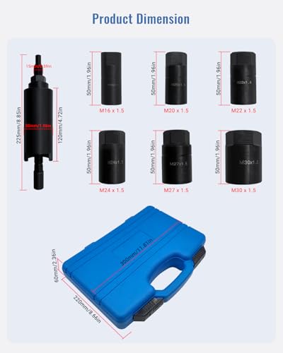 Drive Shaft Puller Extractor Tool Set Compatible with BMW Porsche Subaru VW E32 X5, 7PCS CV Axle Shaft Pulley Puller Removal Kit with 6 Adapters (M16, M20, M22, M24, M27, M30)