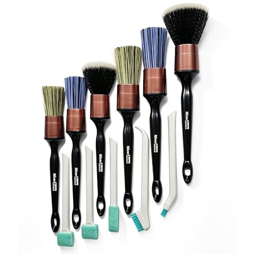 11PCS Professional Car Detailing Brush Set, Boars Hair & Ultra Soft Auto Detailing Brushes for Car Interior Exterior Cleaning, No Scratch Detail Brush Kit for Wheels Leather Air Vents, Rose Gold - color: Rose Gold 11pcs Detailing Brush Set