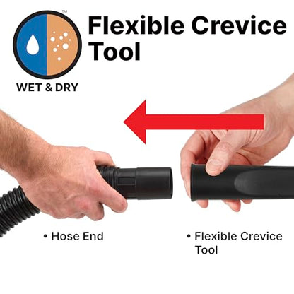 Shop-Vac 9017900 Flexible Crevice Tool, 1.25 Inch Diameter x 12 Inch Length, Accessing Tight Spaces and Corners, (1-Pack) - size: 12 inches x 1.25 inches