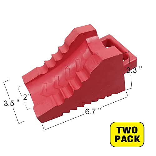 ROBLOCK 2 Pack Rubber Wheelchair Chock Stopper with Handle for Wheelchair Stability Hospital Garden Dinner Room- Red - color: Red
