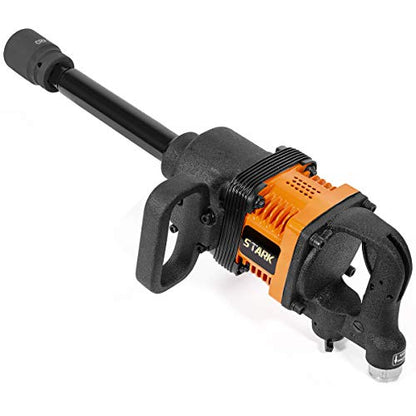 Stark USA 1" inch Heavy Duty Air Impact Wrench Gun Long Shank Pneumatic Truck (38mm & 41mm Socket) Impact Gun Heavy Duty Repairs and Maintenance with Carrying Case - color: Black/Orange