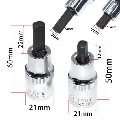 9pcs Strut Nut Socket Suspension Strut Spreader Socket Tool Kit | Shock Absorber Tool 16mm 18mm 19mm 21mm 22mm 24mm with 12 Point 1/2" Drive, Suspension Strut Split Hub/Knuckle Spreader Tool - size: 9pcs