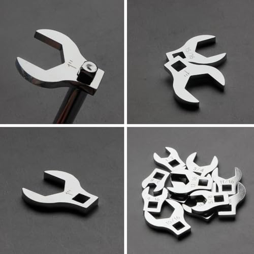 3/8" Drive SAE Crowfoot Wrench Set (3/8"-1")-11 Piece | CR-V Steel | Open End | 5mm Ultra-Thin | Clip-on Organizer | Access for Tight Spaces Bike Automotive Appliance Repair - style: Regular - SAE