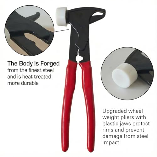 CKAuto Wheel Balancing Weight Plier Hammer Tool with Plastic Jaws for Wheel Weights Clip On(Upgraded Version) - size: upgraded