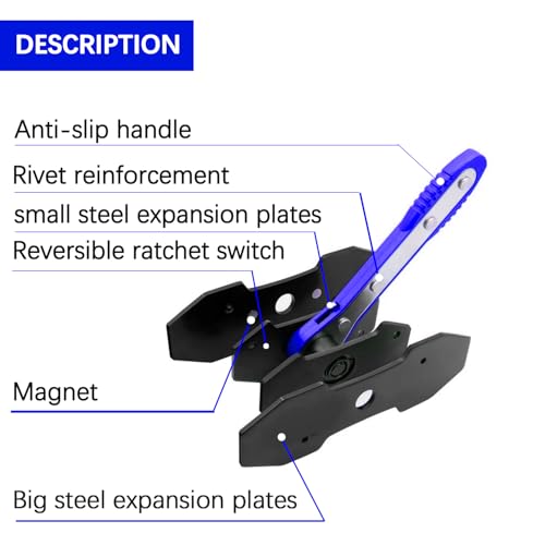 Ratchet Brake Caliper Adjustment Tool,Brake Caliper Press Caliper Piston Spreader Brake Tools,Brake Caliper Piston, Brake Caliper Press Ratchet with 2 Caliper Hooks 2 Steel Plates and Gloves (Blue) - color: Blue