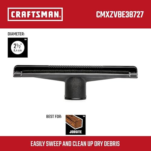 CRAFTSMAN CMXZVBE38727 2-1/2 in. Dry Nozzle Wet Dry Shop Vacuum Attachment | Industrial-Grade 14 inch Wide Shop Vacuum Accessory for Hard Surface Cleaning, Fits 2-1/2 in. Hose Diameter - style: Dry Nozzle