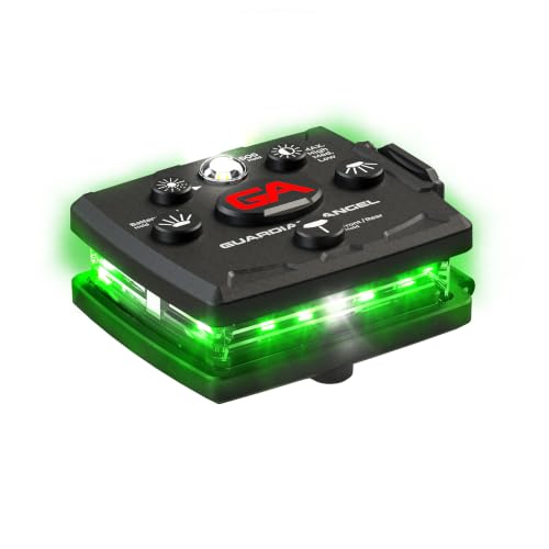 Guardian Angel Micro Safety Light - Green Front & Green Rear | Beacon Device. Rechargeable, magnetic, hands-free wearable & mountable. For Dog Walking, Cycling, Camping, Kayaking & More. - color: Green/Green