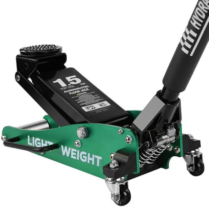 1.5 Ton Aluminum Floor Jack, Dual Pump Low Profile Hydraulic Car Jack with Quick Lift System, 3.3"–14" Lifting Range, Lightweight Racing Service Jack for Sedans, Sports Cars, and Compact Vehicles