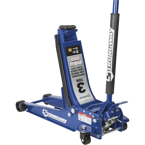 Strongway 3-Ton Long-Reach Low-Profile Professional Floor Jack | Access for lowered vehicles, Professional garage service, Stable lifting, Controlled positioning, Shop-ready construction - style: Low profile