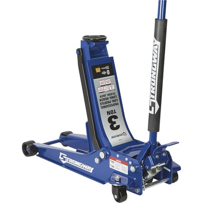 Strongway 3-Ton Long-Reach Low-Profile Professional Floor Jack | Access for lowered vehicles, Professional garage service, Stable lifting, Controlled positioning, Shop-ready construction - style: Low profile