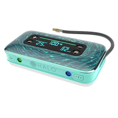 HALO Bolt Air+ 1750 Portable Car Battery Jump Starter | 130 PSI Air Compressor, 59.9Wh USB Power Bank, Large Display, Emergency Floodlight & Charger, Jumps Cars SUVs & Trucks, Inflates Tires — Teal - color: Teal