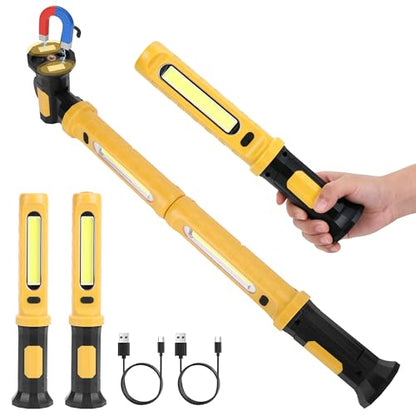 5200mAh Rechargeable Magnetic Work Light, 2-Pack 2500 Lumen LED Under Hood Light Bar with 360° Rotating Hook, Portable Trouble Light for Car Truck Garage Mechanic
