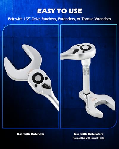 Orion Motor Tech 14pc Jumbo Crowfoot Wrench Set, Metric Crows Foot Wrench Set for 27 to 50 mm Flare Nuts, Chrome Plated Cr-V Steel Crowfoot Wrenches for 1/2" Drive Rachet & Extender with Storage Case