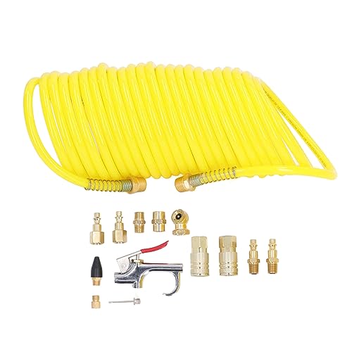 14PCS Air Compressor Kit with 1/4 Inch NPT Quick Connector, Nylon Air Hose Kit for Automotive Repair and Cleaning, Includes Blow Gun and Fittings for Dual - Use Pneumatic