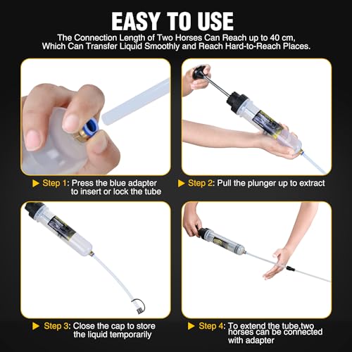 GOOACC Oil Extractor Pump Automotive, Fluid Extractor with Hose Oil Change Syringe Vacuum Pump Extractor, 200CC Manual Brake Fluid Extractor for Car Engine Oil Transfer Suction Extraction Fill 0.21QT - size: 200CC Manual