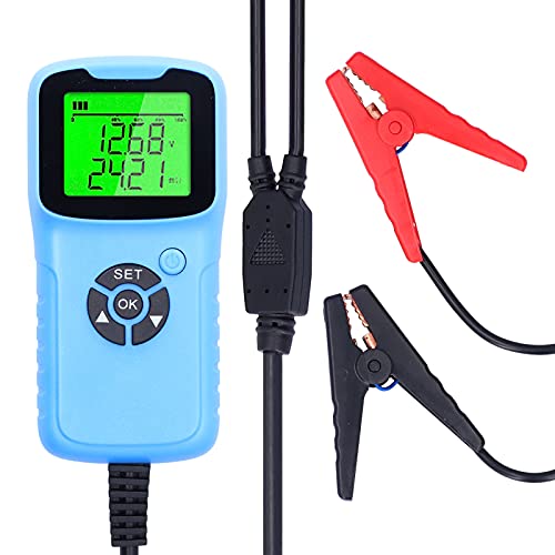 A300 Digital Car Battery Tester, Automotive Battery Analyzer with LCD Display, Tests CCA Voltage Resistance for 12V Flood AGM Gel Deep Cycle Batteries, Includes Heavy (Blue) - color: Blue