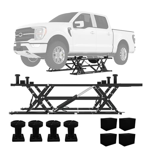 Portable Car Lift 5000 LBS, Adjustable Quick Jack with Locking Levers, 26" Max Height Scissor Lift, Foldable Design & Wheels for Sedan, SUV, Light Truck, Garage Workshop Use, Black