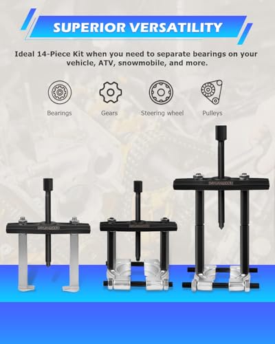DAYUAN 14Pcs Bearing Separator Puller Set, Bearings Splitters Puller Tool | Heavy Duty 5 Ton Capacity, 2" & 3" Bearing Separators, Drop-Forged Heat-Treated Steel, 4 Sets Push-Puller Legs, Blue Case - color: Blue