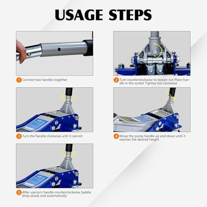 ZeHuoGe Heavy Duty Floor Jack, Steel Racing Floor Jack (Blue, 3 Ton Low-Position) - size: 3 Ton Low-Position