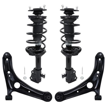Detroit Axle - 4pc Front End Suspension Kit for Toyota Echo 2000-2005, 2 | Ready Suspension Struts w/Coil Spring Assembly 2 Lower Control Arms w/Ball Joints 2001 2002 2003 2004 Replacement - size: 4CQ1201139/Big Kit