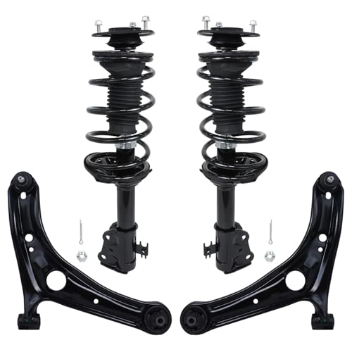 Detroit Axle - 4pc Front End Suspension Kit for Toyota Echo 2000-2005, 2 | Ready Suspension Struts w/Coil Spring Assembly 2 Lower Control Arms w/Ball Joints 2001 2002 2003 2004 Replacement - size: 4CQ1201139/Big Kit