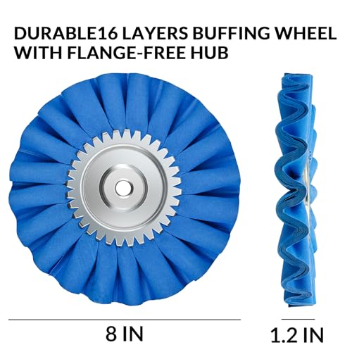 10" S-Shape Airway Buffing Wheel with 5/8" Arbor Flange-Free Hub，Blue Buffing Wheels for Angle Grinder, Heavy Cutting Metal Polishing Wheels for Aluminum Wheel Stainless Steel Surface Prep - color: Course Polishing
