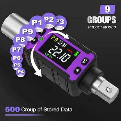 ANPUDS 1/2" Digital Torque Adapter Set (0.4-22.1 Ft-lb / 0.6-30 Nm) | Slim Precision Torque Meter, ±2% Accuracy, High-Accuracy Digital Torque Wrench Converter for Bicycles & Motorcycles - size: 1/2" (0.4-22.1 Ft.lb/0.6-30 Nm)