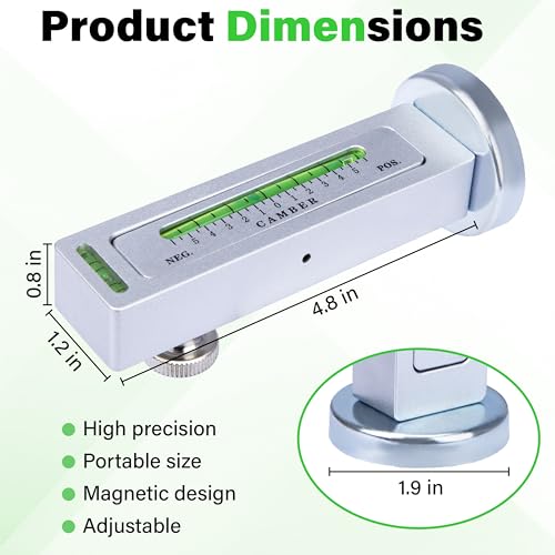 Sixzoo Wheel Alignment Tool, Universal Camber Alignment Tool, Adjustable Magnetic Gauge Tools, Alignments Tools Automotive, Caster Camber Gauge, Tire Repair Accessories for Most Cars Trucks RVs - color: Silver