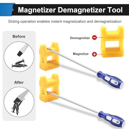 2-Pack 8 Inch Slotted & Phillips Screwdriver Set, Long Phillips and Flat Head Magnetic Screwdriver with Rubber Handle - size: 8 Inch