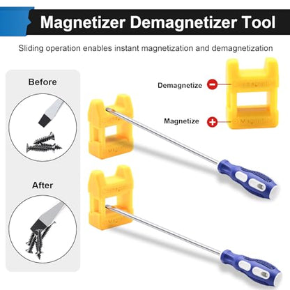 2-Pack 8 Inch Slotted & Phillips Screwdriver Set, Long Phillips and Flat Head Magnetic Screwdriver with Rubber Handle - size: 8 Inch