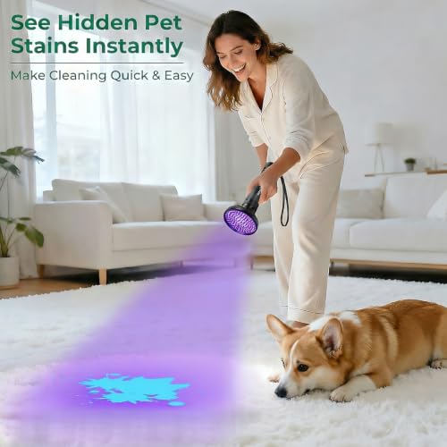 ESCO LITE UV Flashlight Black Light, 100 LED 395 nM Ultraviolet Flashlights UV Blacklight Detector for Dog Urine, Pet Stains - size: 100 LED