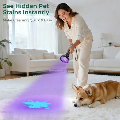 ESCO LITE UV Flashlight Black Light, 100 LED 395 nM Ultraviolet Flashlights UV Blacklight Detector for Dog Urine, Pet Stains - size: 100 LED