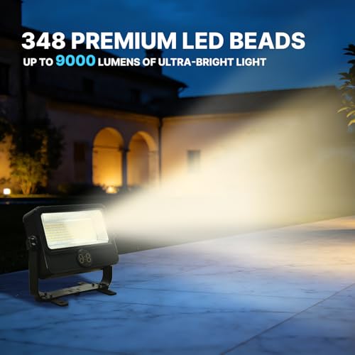 90W Solar Rechargeable Work Light 9000LM, 348 LEDs, 4800mAh, 10H Runtime, IP66 Rainproof, 5 Modes – Portable LED Solar Work Light for Emergency, Camping & Repair