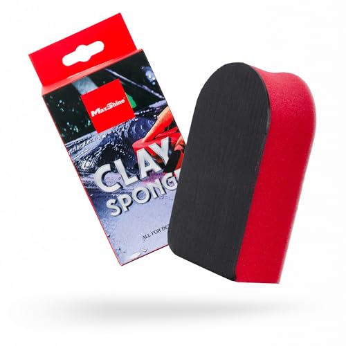 Maxshine Universal Fine Grade Clay Sponge – Reusable Clay Bar Alternative for Paint & Glass Decontamination – Removes Overspray, Tar & Industrial Fallout – Ergonomic Foam Grip for Auto Detailing