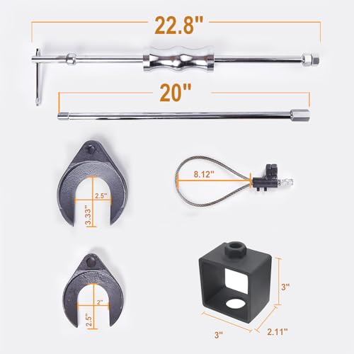 Heavy Duty Inner CV Joint Puller Slide Hammer Set, Front Wheel Drive Axle Half Shaft Removal Tool Kit with 63mm & 48mm CV Joint Fork Adapters, A Reinforced Cable Adapter, And External CV Joint Puller