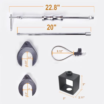 Heavy Duty Inner CV Joint Puller Slide Hammer Set, Front Wheel Drive Axle Half Shaft Removal Tool Kit with 63mm & 48mm CV Joint Fork Adapters, A Reinforced Cable Adapter, And External CV Joint Puller