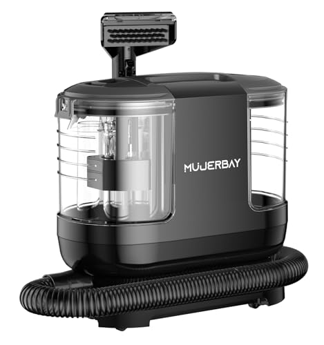 Miniboo Carpet Cleaner, Compact & Powerful Upholstery Cleaner Machine,Portable Spot with 360°Wheels, 1.3-inch Deep Stain Small Rug Cleaner for Car, Stairs, Couches. Black
