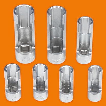 7PCS SET Difficult Access Diesel Injector Fuel Line Socket Set Difficult Access Flare Nut Wrench Spanner for Wired Temperature Sensors, Thermo Switches, ABS Tube, Master Cylinder, Coolant,10-19mm - size: 7PCS SET