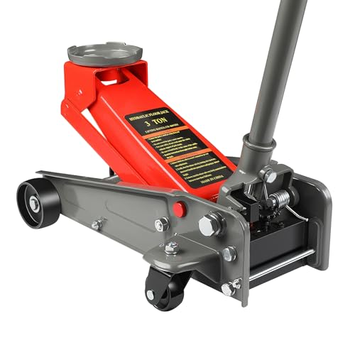 LARBANKE 3 Ton Floor Jack, 6600LBS Heavy Duty Hydraulic Jack, Fast Lift with Wheels, Lift Range: 5.31''-18.11'', Steel Material, for Home, Garage and Repair Shops, Red - color: RED