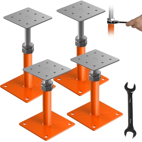 4PCS House Floor Jacks for Leveling & Lifting, 5" - 8" Height Adjust Range, Adjustable Crawl Space Jacks, Telescoping Screw Jacks for Temporary Support - 11000 lbs Max Load Capacity, Orange - size: 5-8in Orange