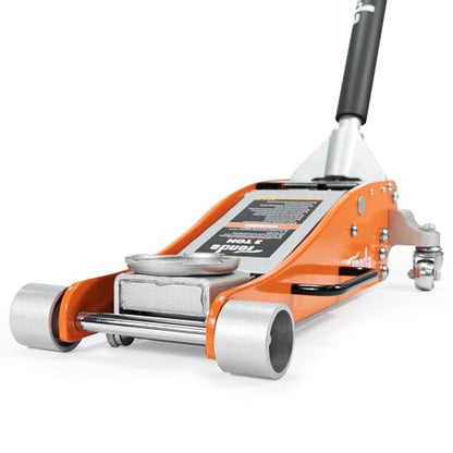 TONDA Floor Jack, 3 Ton Aluminum and Steel Low Profile Hydraulic Car Jack with Dual Pump System, Rapid Lift, Orange - color: 3T Orange