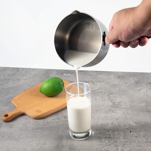 IMEEA Milk Butter Warmer Mini Butter Melting Pot Coffee Maker with Dual Pour Spout 18/10 Tri-Ply Stainless Steel (20oz/600ml) - size: 20 fl oz