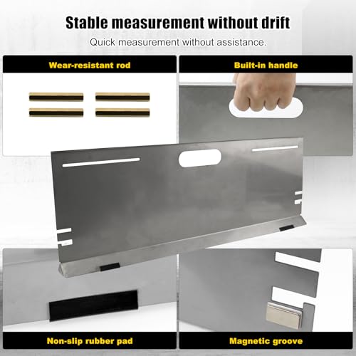RULLINE Stainless Steel Wheel Alignment Tool Plates, 2-Pack Toe Alignment Tool with Tape Measures, Magnetic Slots, and Hanging Holes for Easy Storage - Suitable for Cars, Trucks, SUVs, and Vehicles