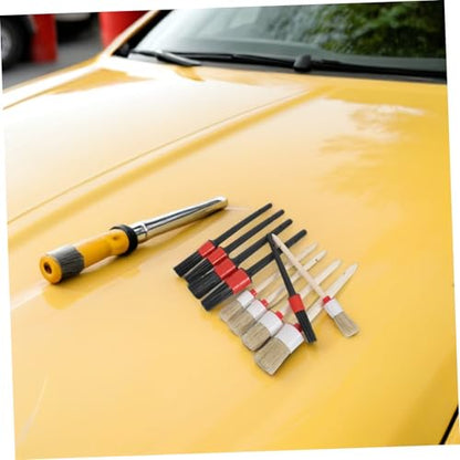 VOSAREA 10pcs Car Interior Detailing Brush Set for Air Vents and Dashboard Cleaning, Rounded Pp Material Brushes with Efficient Dirt Removal and Easy Storage, Compact Portable Tools